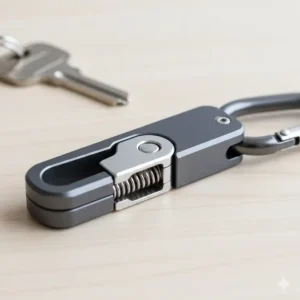 Detailed view of the sturdy quick-release mechanism on the metal clip, highlighting the strong spring and smooth action.