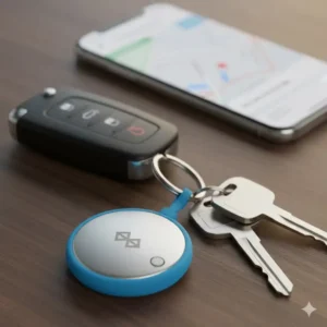 Smart keychain auto finder with Bluetooth connectivity, preventing lost car keys.