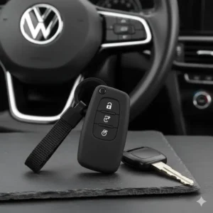 Silicone protective cover for a car key fob, functioning as a stylish auto keychain.