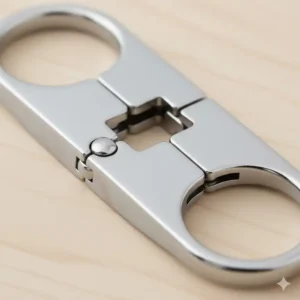 Detail shot highlighting the premium zinc alloy material and corrosion-resistant finish of the quick release key chain.