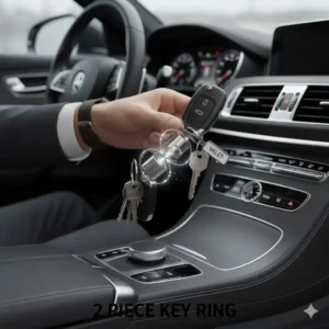 A practical application of the 2 piece key ring for separating a car fob from house keys for valet service.