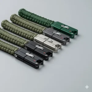 A collection of the quick release keychain available in different popular colors, such as black, silver, and gunmetal gray.