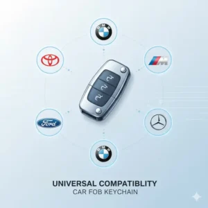 Illustration 1: Infographic showing a universal car fob keychain with different car brands.