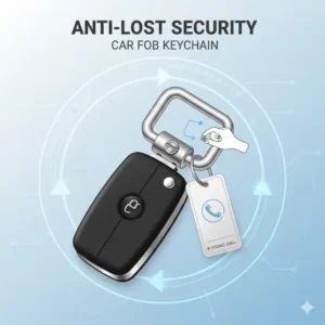 Illustration 2: Illustration of an anti-lost car fob keychain with a secure locking D-ring.