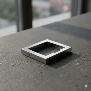 A sleek, minimalist design of polished stainless steel, demonstrating beautiful key rings with modern simplicity.