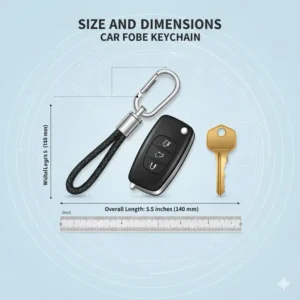 Illustration 4: Size comparison of a car fob keychain next to standard keys.