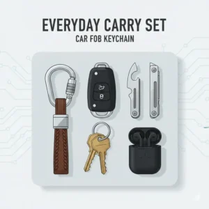 Illustration 7: An everyday carry setup featuring an organized car fob keychain.