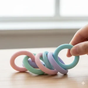 Soft and flexible silicone colored key rings in pastel tones for comfortable carrying.