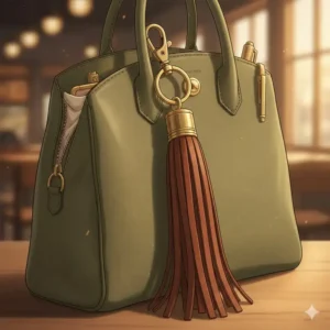 A long elegant leather tassel keychain big enough to find easily inside a deep handbag.