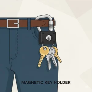 A magnetic quick-release key holder attached to a waistband for easy access and secure carry, offering a convenient best way to carry keys.