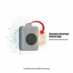 Comparison illustration of a window-mounted car lockbox for keys versus a trailer hitch version.