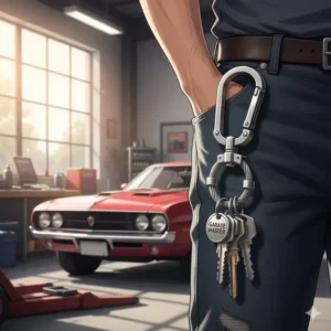 A durable and heavy-duty stainless steel keychain big model designed for car keys.