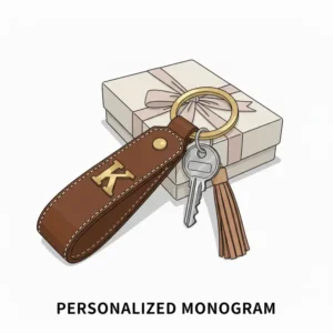 A personalized large keychain with a bold monogram letter design suitable for a custom gift