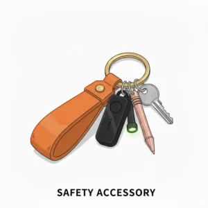 A bright and functional large keychain designed as a safety accessory with an ergonomic grip