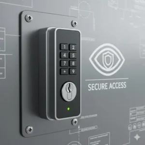 Close-up of a high-security electronic lock mechanism protecting the auto dealer key cabinet.