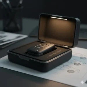 A compact key box for car fobs showing enough interior space for large electronic keys.