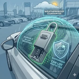 Weatherproof and durable key lock box for car dealers designed for outdoor dealership conditions.