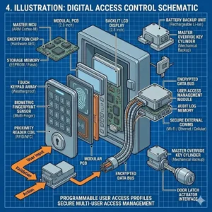 A 300 x 300 illustration showcasing a space-saving auto dealer key box ideal for small office environments or independent car lots.