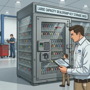 Illustration 7: A high-capacity dealer key storage rack holding hundreds of keys for large car dealerships.