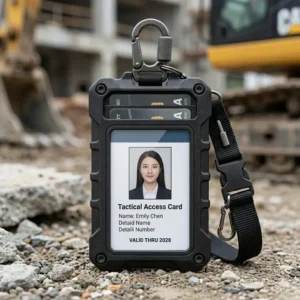 Durable hard shell id card card holder designed for construction and outdoor work environments