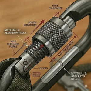 Material comparison between aluminum and steel versions of the keychain carabiner locking for different durability needs.