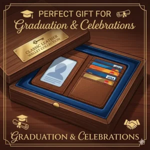 An elegant id card wallet presented in a luxury gift box, ideal for Father's Day or graduation gifts.