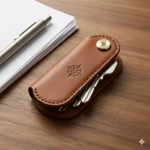An organized leather key holder that prevents pocket clutter, representing one of the most awesome keychains for minimalist design.