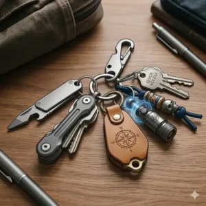 Detailed view of a quick-release mechanism showing how easily the most awesome keychains detach for rapid access.