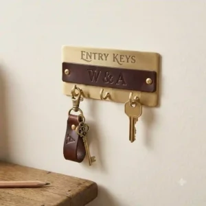 A modern wall mount key chain holder custom made for entryway organization.
