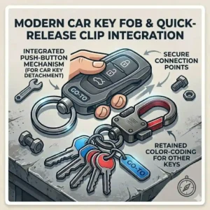 A product illustration of a dual-slot duty belt key holder designed to carry multiple sets of heavy rings and handcuff keys.