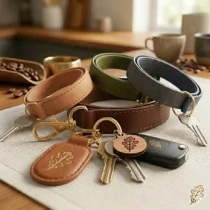 An illustration showing effective wrist key ring organization.