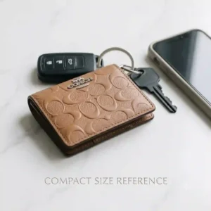 The official packaging and gift box for a Coach wallet key ring.